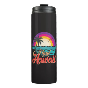 Garrafa Térmica Pôr do sol na praia de Maui no Havaí ondas