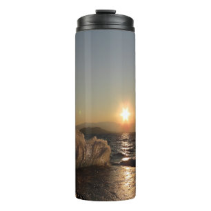 Garrafa Térmica Pôr do sol no quebra-mar na Croácia – Ondas da Bur