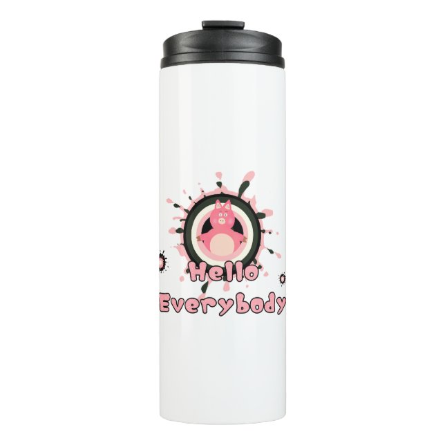 Garrafa Térmica Porco rosa engraçado (Frente)