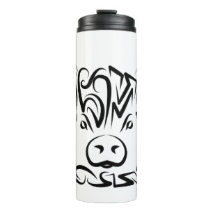 Garrafa Térmica Porco Tribal Negro e Branco