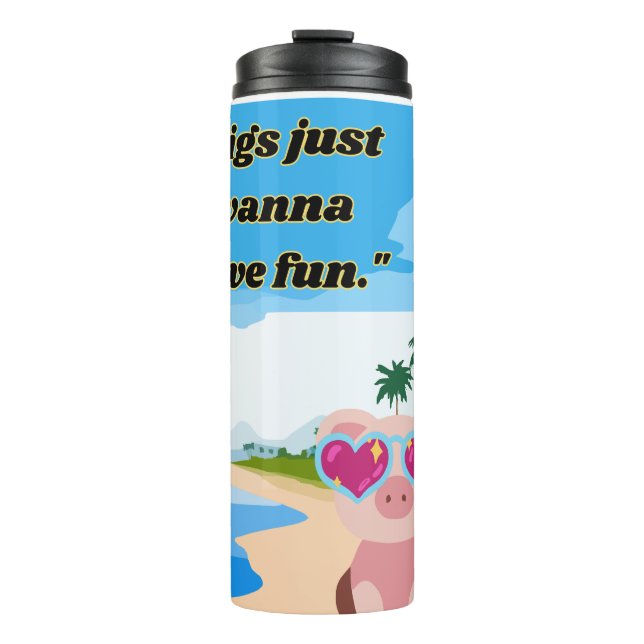 Garrafa Térmica porcos querem se divertir (Frente)