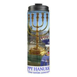 garrafa térmica portátil. Feliz Hanukkah.