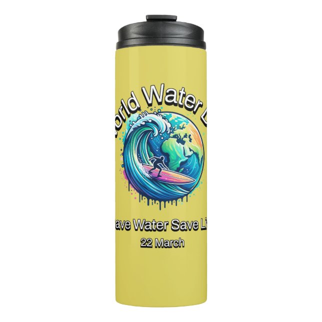 Garrafa Térmica Poupe Água, Salve A Vida. Dia Mundial da Água. (Frente)