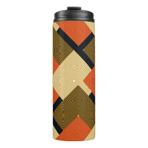 Garrafa Térmica Praças Geométricas Retro: Padrão De Vintagem.