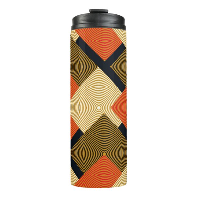 Garrafa Térmica Praças Geométricas Retro: Padrão De Vintagem. (Frente)