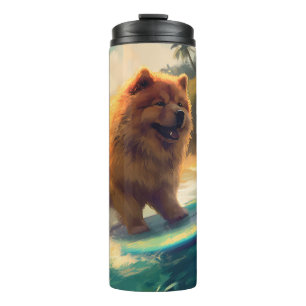 Garrafa Térmica Praia de Chow Chow Pintura de Surfe