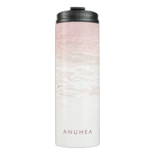 Garrafa Térmica Praia Dourada do Rosa de Blush PixDezines