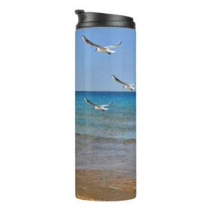 Garrafa Térmica Praia e gaivotas