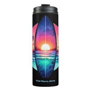 Garrafa Térmica Prancha de surfe no pôr do sol