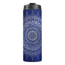 Prata elegante no Floral Azul Profundo Henna Manda