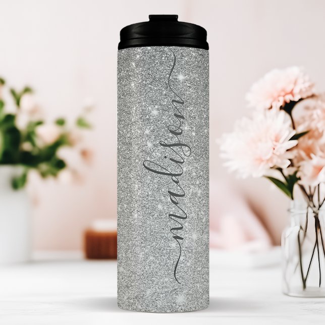 Garrafa Térmica Prata Sparkle Personalizada  (Criador carregado)