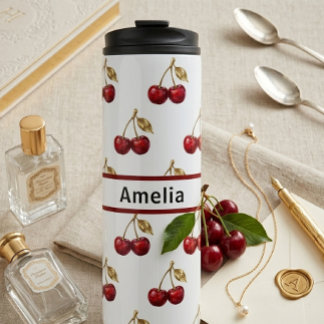 Garrafa Térmica Presente com Design de Nome Personalizado Cherry &