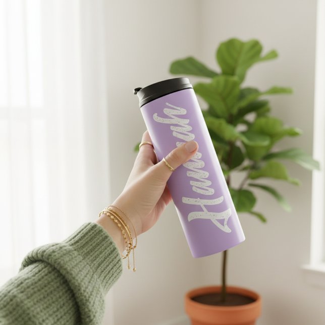 Garrafa Térmica Presente de Copo Personalizado Roxo para Mãe, Avó  (Custom Name Purple Tumbler for Her, Mom, Grandma, Bridesmaids, Best Friends, and Bridal Party)