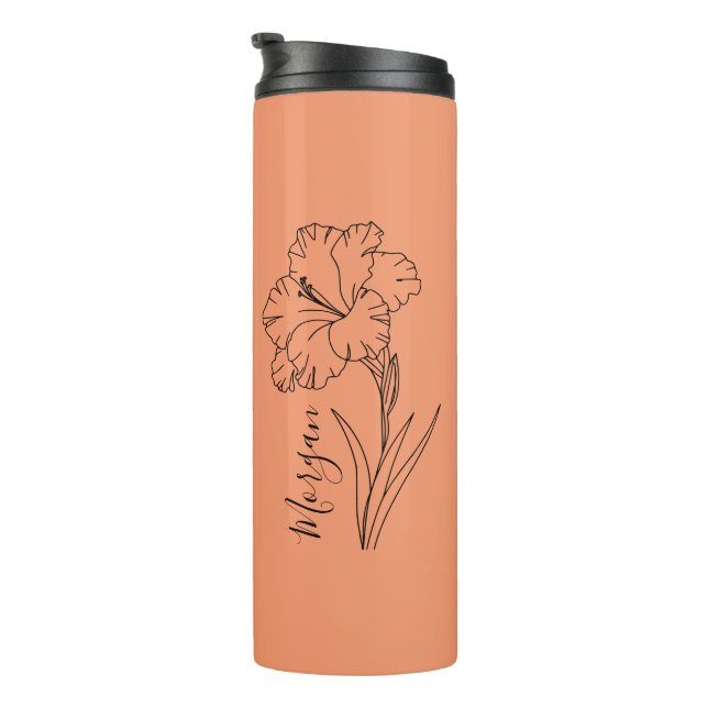 Garrafa Térmica Presente de Flor de Nascimento Gladiolus de Agosto (Rotação à direita)