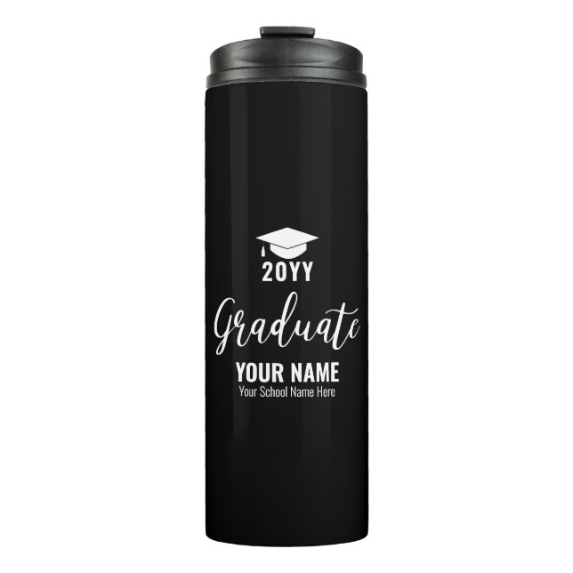 Garrafa Térmica Presente de Graduação Preto e Branco Personalizado (Frente)
