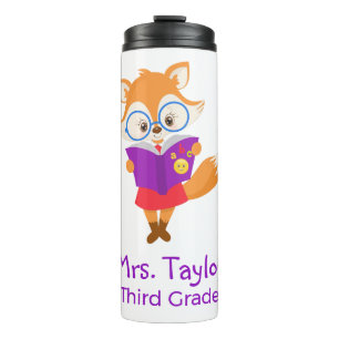 Garrafa Térmica Presente de professor bonito com raposa