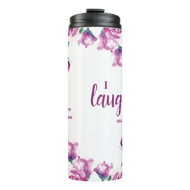 Garrafa Térmica Presente Engraçado para Cunhada com Citação Floral (Frente)