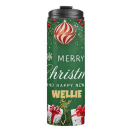 Garrafa Térmica Presente Festivo Tumblr Verde de Natal – Ideia de