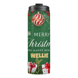 Garrafa Térmica Presente Festivo Tumblr Verde de Natal – Ideia de
