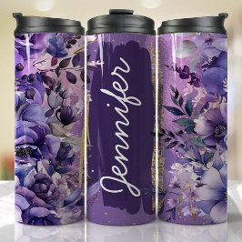 Garrafa Térmica Presente Personalizado de Adicionar Nome Floral de