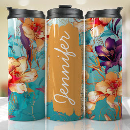 Garrafa Térmica Presente Personalizado de Adicionar Nome Floral do