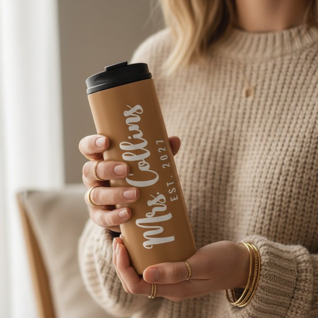 Garrafa Térmica Presente Personalizado de Copo Mr e Mrs para Marid (Custom Mr and Mrs Tumbler – Personalized Wedding Gift for Husband or Wife)