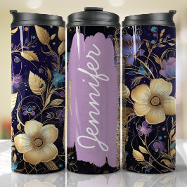 Garrafa Térmica Presente Personalizado de Nome de Adição Floral Ro