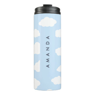 Garrafa Térmica Presentes de Nuvem Azul Menino e Cinza de Monogram