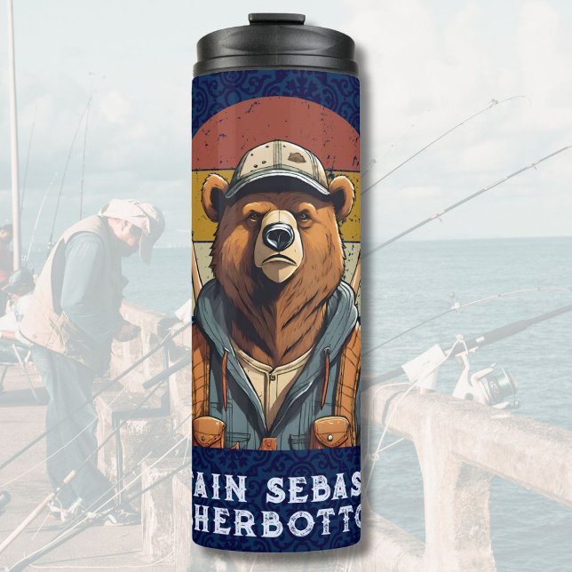 Garrafa Térmica Presentes de reforma do urso de colheita para Pai  (Vintage Bear Retirement Gifts for Fisherman Dad)