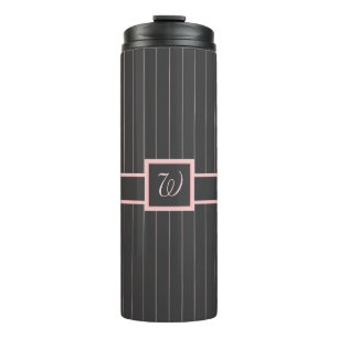 Garrafa Térmica Preto com Pinstripes Tumbler Rosa
