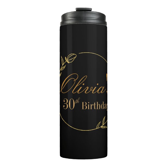 Garrafa Térmica Preto e Dourado Personalizado (Frente)