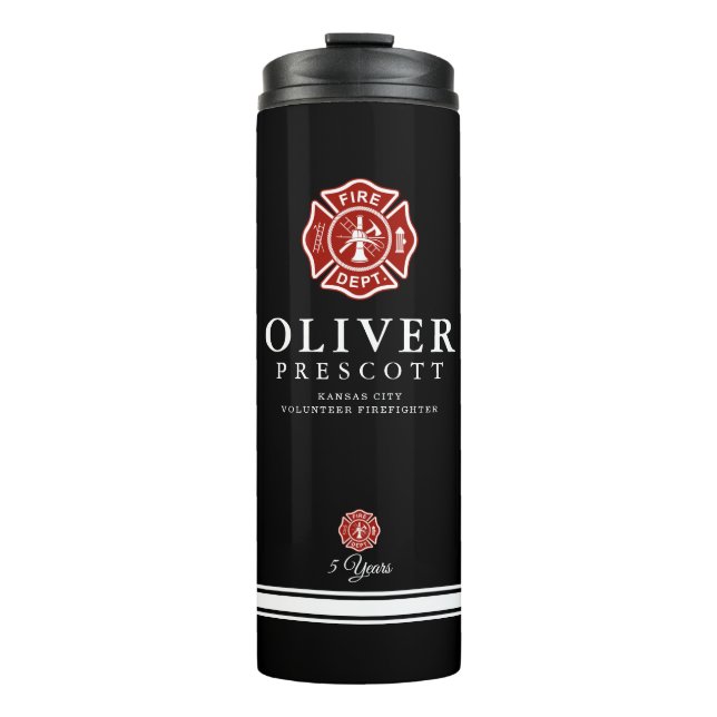 Garrafa Térmica Preto voluntário do símbolo da cruz maltesa do (Frente)