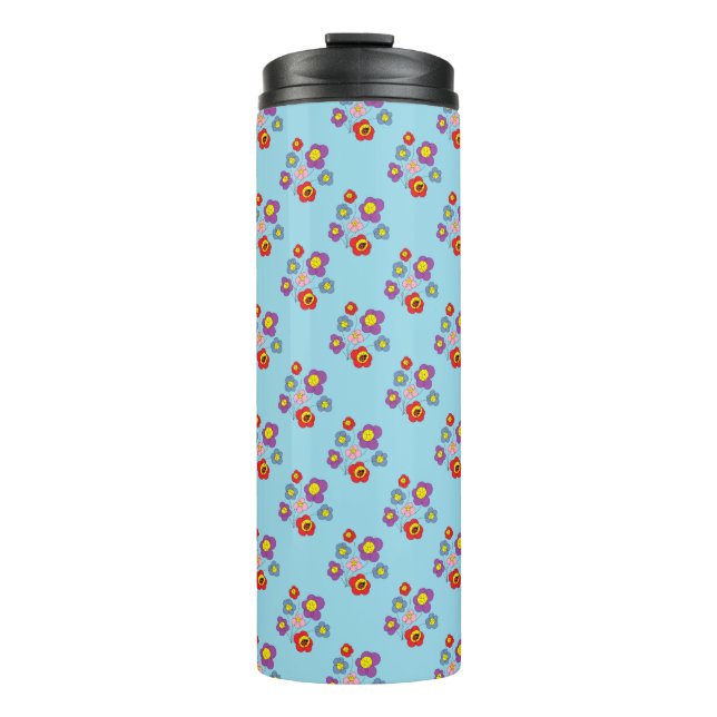 Garrafa Térmica Pretty Blue Ladybug and Flowers Pattern (Frente)
