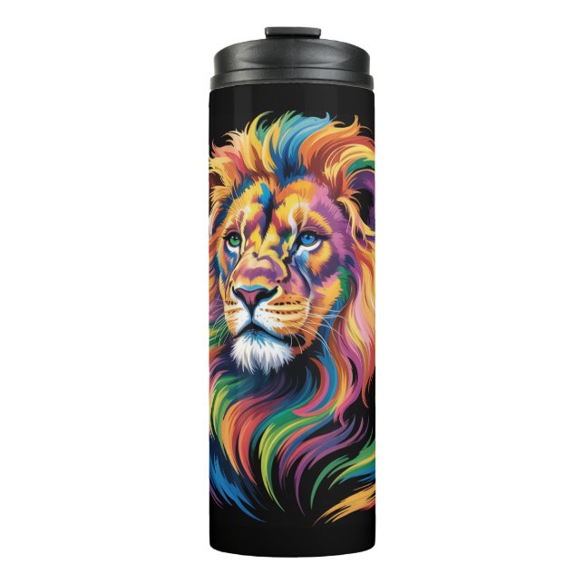 Garrafa Térmica  Pride and Power – Majestic Rainbow Lion Head (Frente)
