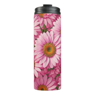 Garrafa Térmica Primavera cor-de-rosa margarida cor-de-rosa retróg