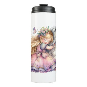 Garrafa Térmica Princesa Unicórnio Pastel Conto de Fadas Fantasia