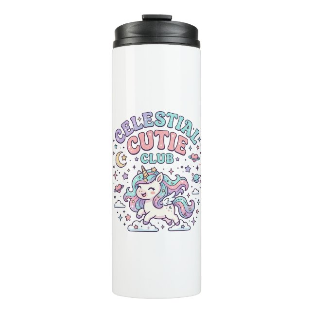 Garrafa Térmica Produto Estilo Retro Unicórnio Celestial Clube da  (Frente)