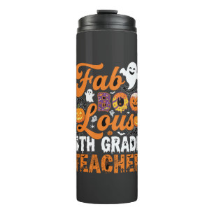 Garrafa Térmica Professor de 4ª série Fab-BOO-Loso no Halloween
