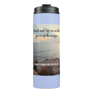 Garrafa Térmica Proverbs Power of the Tongue Photo of Ocean Blue