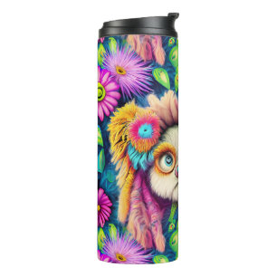 Garrafa Térmica Psicodélica Hippie Puppy Chá Groovy Cortina