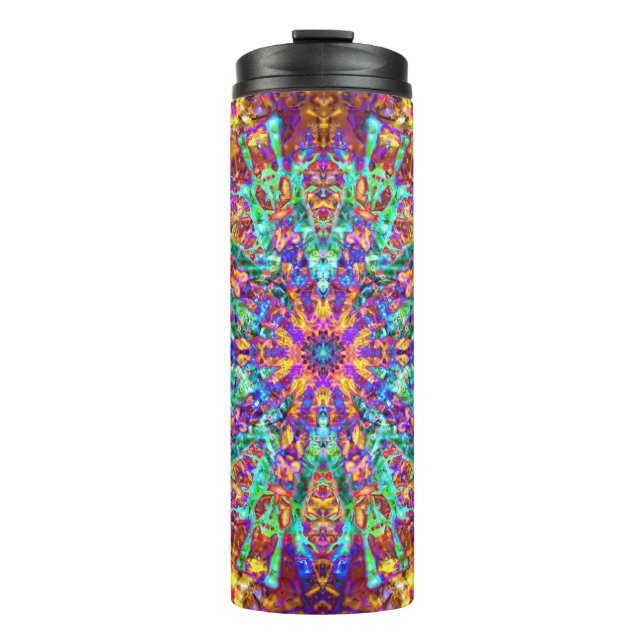 Garrafa Térmica Psicodélico Mandala Trippy Hippie Coloração (Frente)
