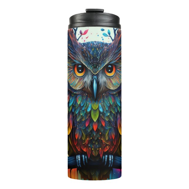 Garrafa Térmica Psychedelic Fantasy Hippy Owl (Frente)