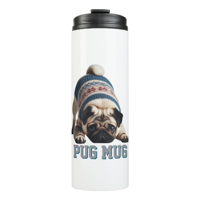 Garrafa Térmica Pug Adorável - Que Caneca! (Frente)