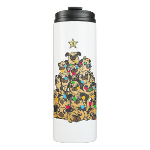 Garrafa Térmica Pug Christmas Tree Feliz Dogmas Cute