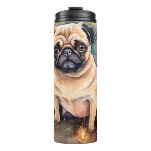 Garrafa Térmica Pug do Halloween com Abóboras Assustadoras