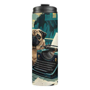 Garrafa Térmica Pug Dog gentleman vintage