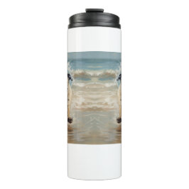 Garrafa Térmica Pug Feliz na Praia personalizável