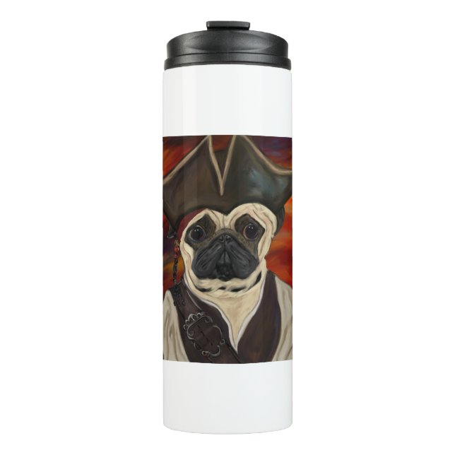 Garrafa Térmica Pug Pirata (Frente)