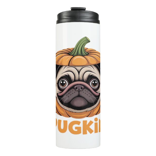 Garrafa Térmica Pugkin Pug Halloween Feliz Dia das Bruxas Episódio (Frente)