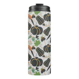 Garrafa Térmica Pumpkin seamless pattern carrot black and white